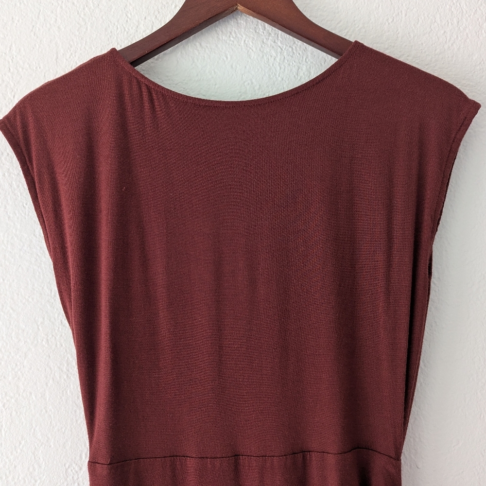 PrAna Women's Shayla Dress In Raisin Cap Sleeve Ruched Side Faux Wrap Size S - Picture 7 of 10